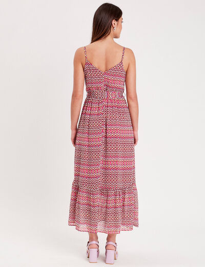 Robe longue évasée rose femme