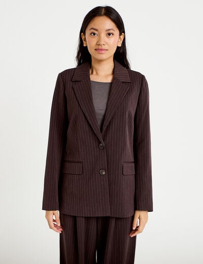 Blazer col classique manches longues marron femme