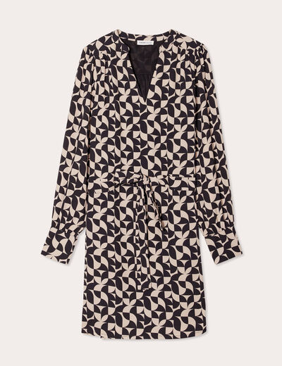 Robe droite ceinturée beige femme