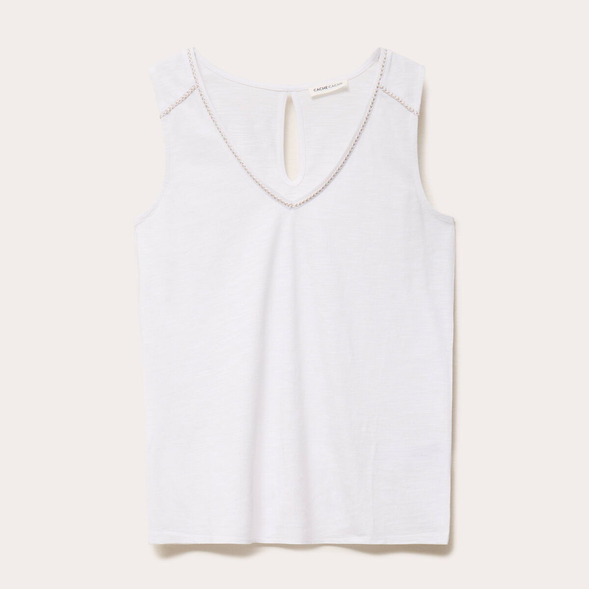 D&eacute;bardeur col v blanc femme