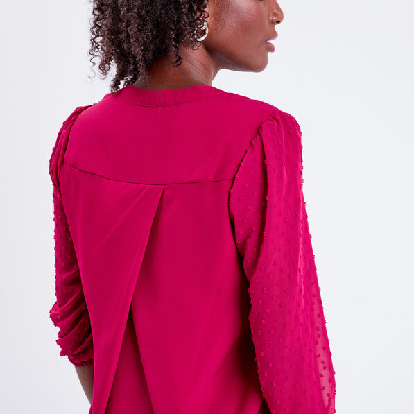 blouse manches 34 rouge fonce femme Blouse manches 3/4 rouge foncé femme