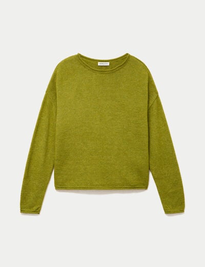 Pull manches longues vert fonc&eacute; femme