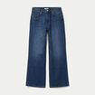 Jean wide leg taille haute Petite bleu fonc&eacute; femme