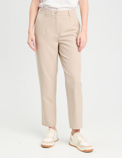 Pantalon carotte taupe femme