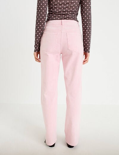 Pantalon droit en velours rose clair femme