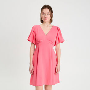 robe trapeze manches courtes rose vif femme Robe trapèze manches courtes rose vif femme