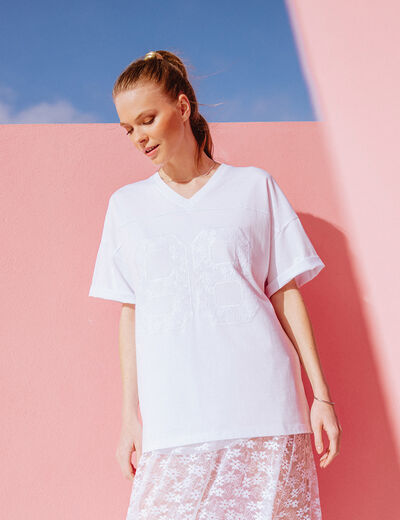 T-shirt manches courtes blanc femme