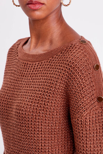 Pull manches longues marron femme