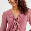 Blouse volants vieux rose femme