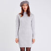 Robe pull droite col montant gris clair femme