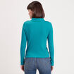 T-shirt côtelé avec fronces bleu femme