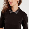 T-shirt col bijoux noir femme