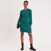 Robe pull droite col rond vert canard femme