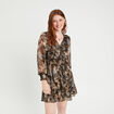 Robe patineuse smockée gris femme