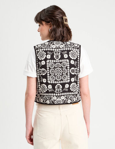 Gilet sans manches matelassé noir femme