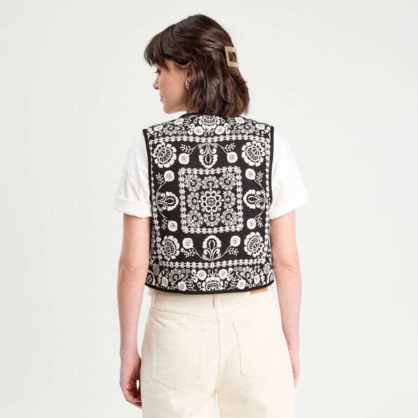 gilet sans manches matelasse noir femme Gilet sans manches matelassé noir femme
