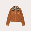 Veste velours col amovible camel femme