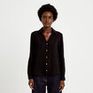 Chemise droite pliss&eacute;e manches longues noir femme