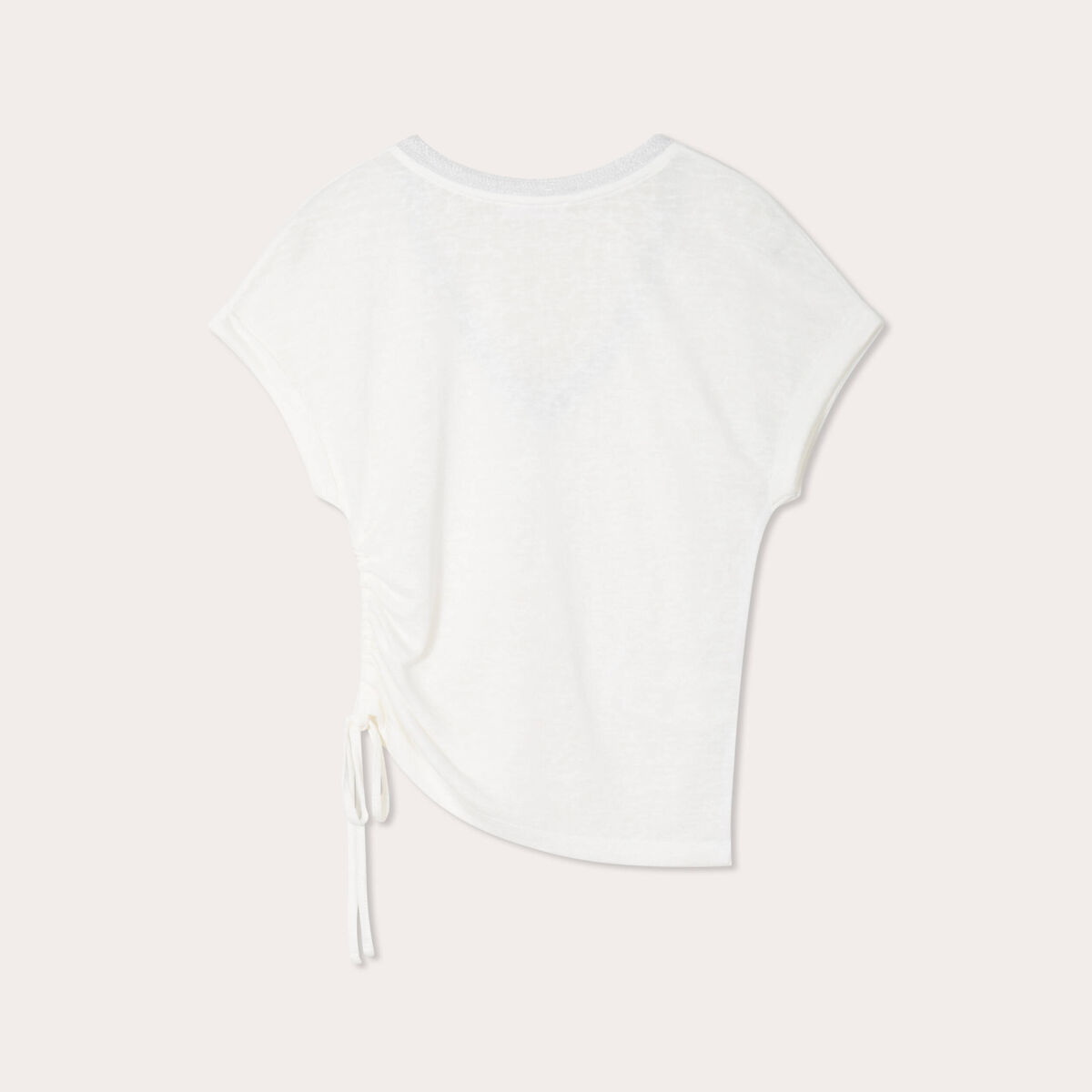 T-shirt côté coulisse ecru femme