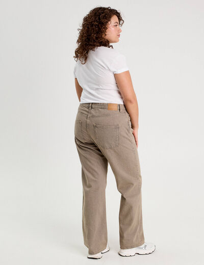Jeans droit 5 poches marron cognac femme