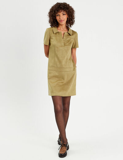 Robe évasée suédine vert clair femme