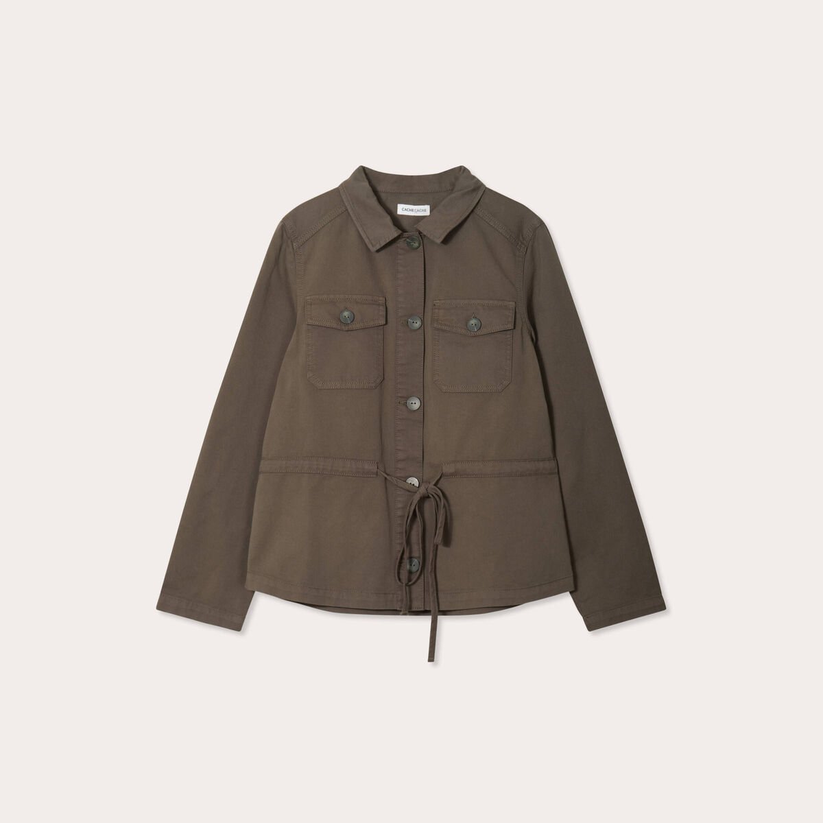 Veste cintrée boutonnée vert kaki femme
