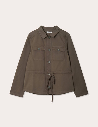 Veste cintrée boutonnée vert kaki femme