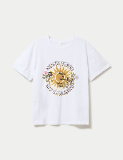 T-shirt oversize manches courtes blanc femme