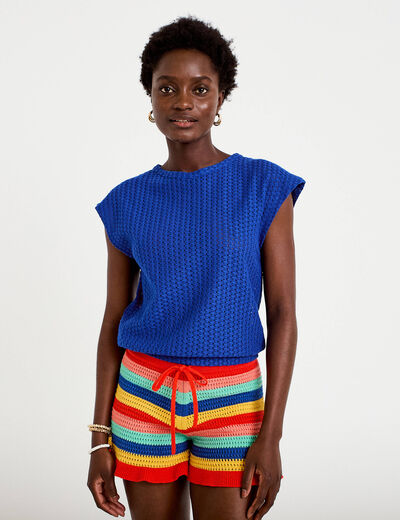 D&eacute;bardeur ajour&eacute; bleu electrique femme