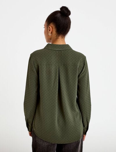 Blouse droite manches longues vert kaki femme