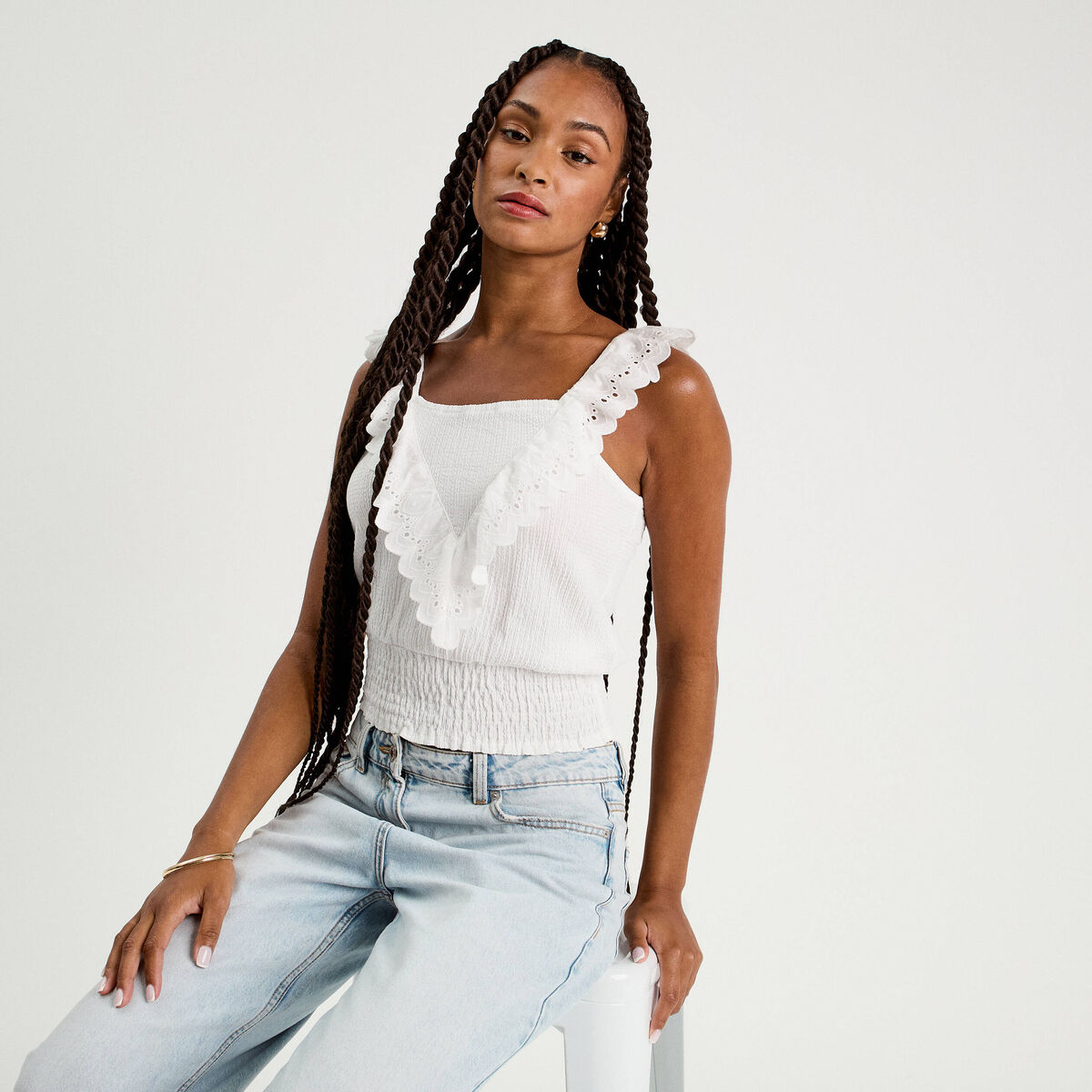 Débardeur sans manches blanc femme