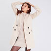Manteau droit boutonné beige femme