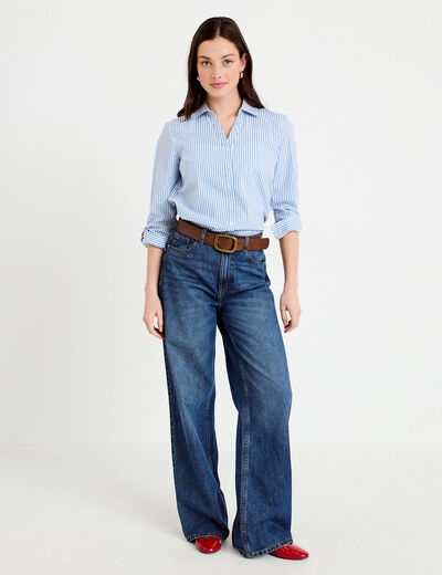 Chemise col classique bleu femme