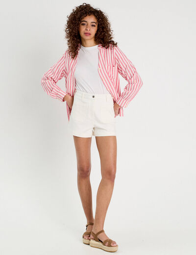 Short en jean droit blanc femme