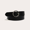 Ceinture boucle ronde emboss&eacute;e noir femme