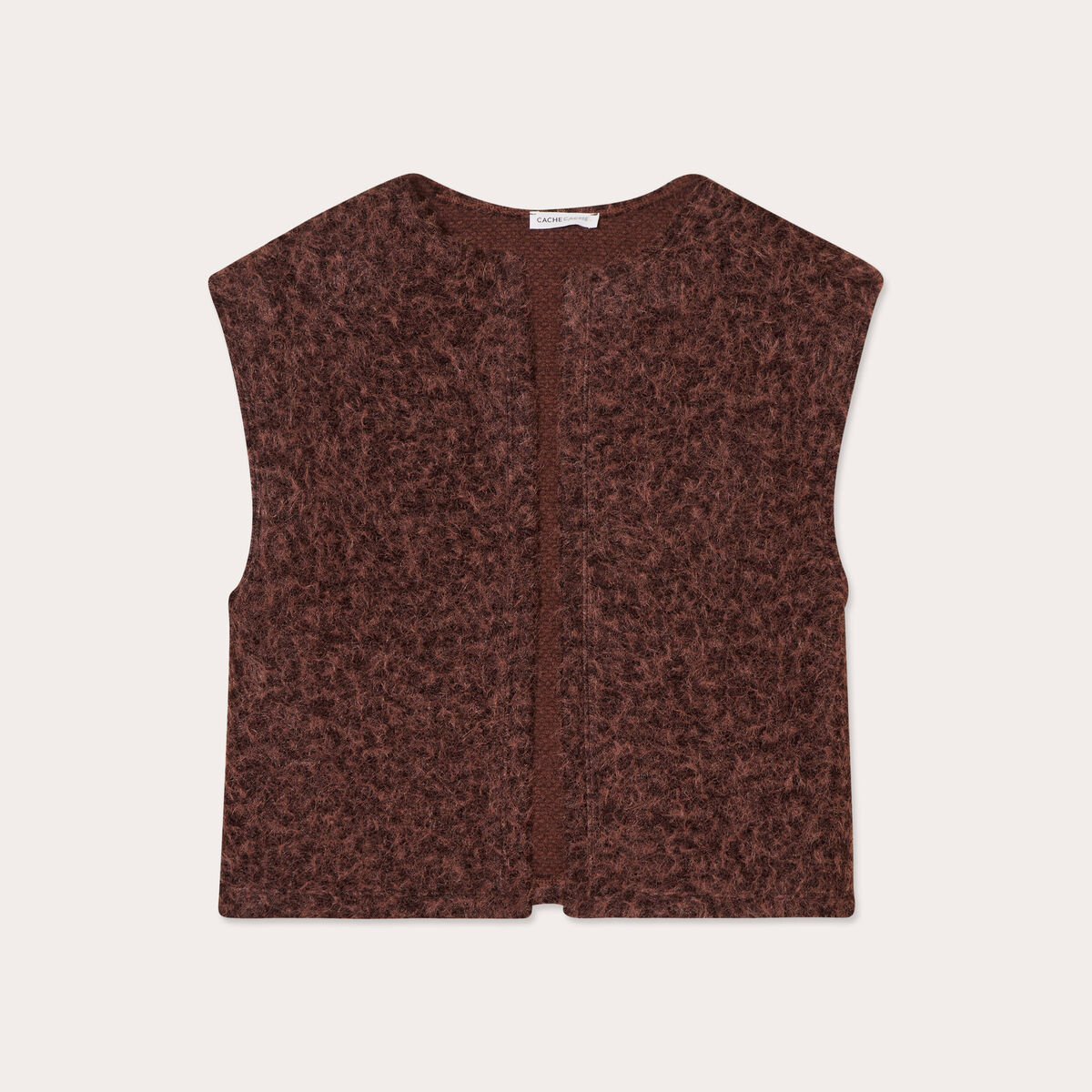 Gilet fausse fourrure marron foncé femme