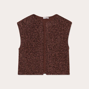 Gilet fausse fourrure marron foncé femme