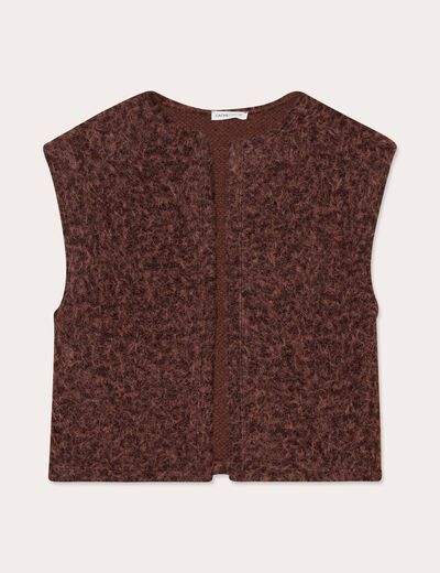 Gilet fausse fourrure marron foncé femme