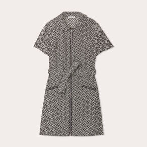 Robe droite zippée ceinturée noir femme