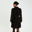 Robe brod&eacute;e &eacute;vas&eacute;e manches longues noir femme