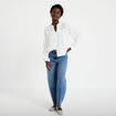 Blouse droite col mao manches longues ecru femme