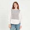 Sweat effet 2-en-1 chemise ecru femme