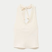 Top cintr&eacute; sans manches avec relief ecru femme