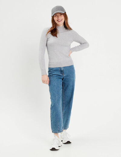 Pull manches longues gris foncé femme