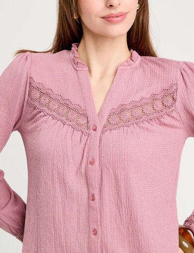 Blouse manches longues vieux rose femme
