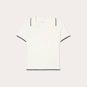 top col polo manches courtes blanc femme Top col polo manches courtes blanc femme