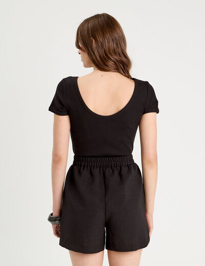 Combishort ceinturée noir femme