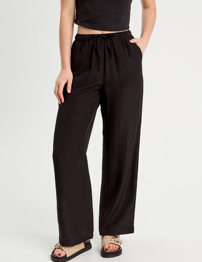Pantalon large fluide noir femme