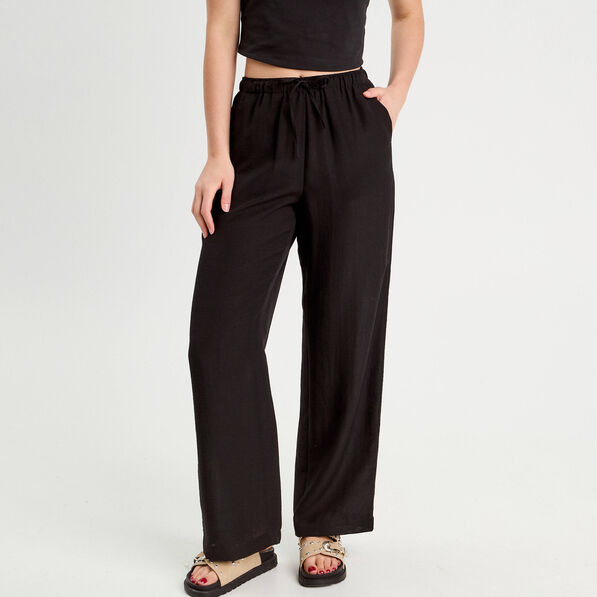 pantalon large fluide noir femme Pantalon large fluide noir femme