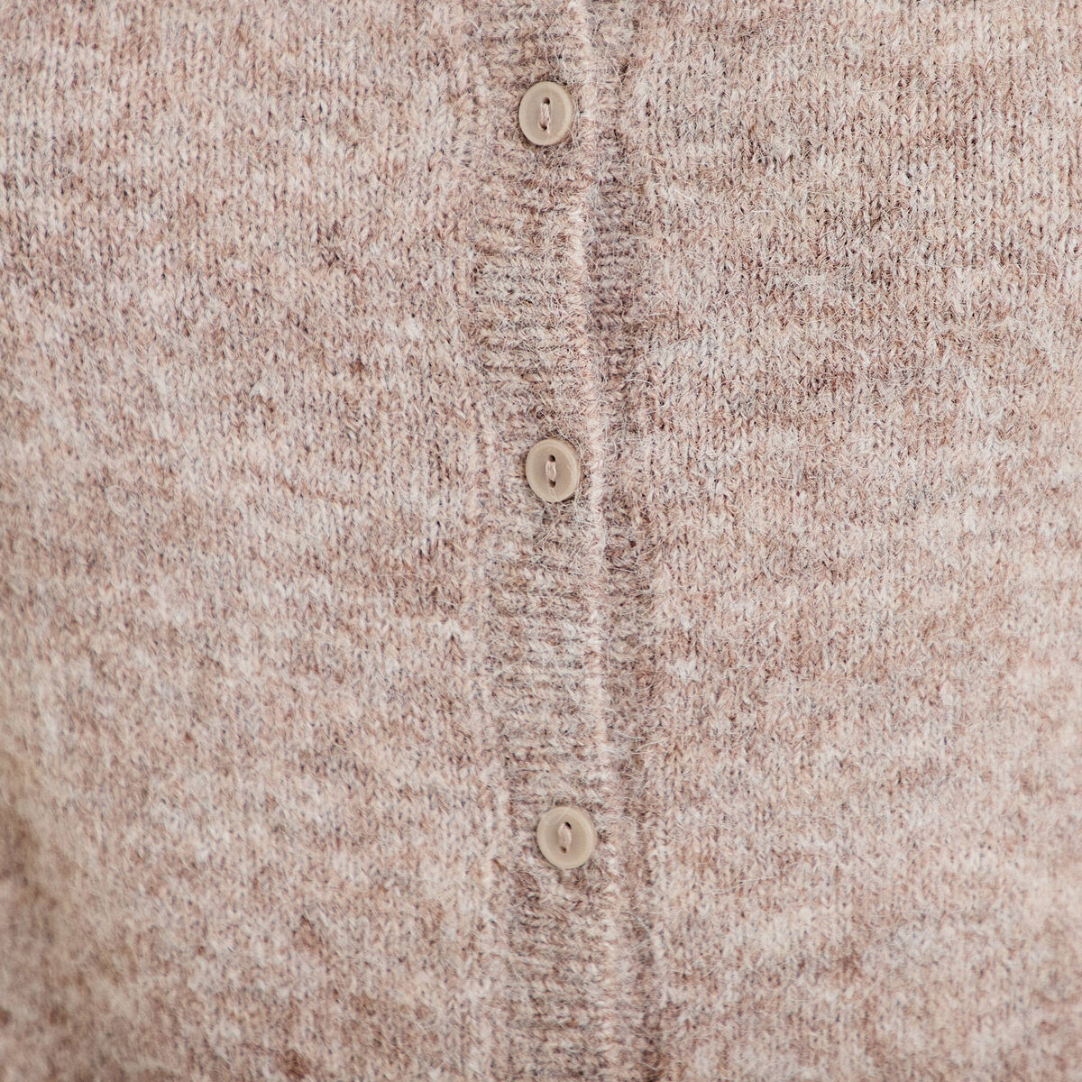 Gilet col rond manches longues taupe femme